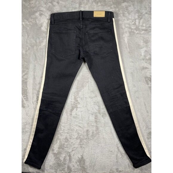 mnml Black Skinny Jeans with White Side Stripe & Ankle Zippers | Button-Fly | 31 - Picture 7 of 16